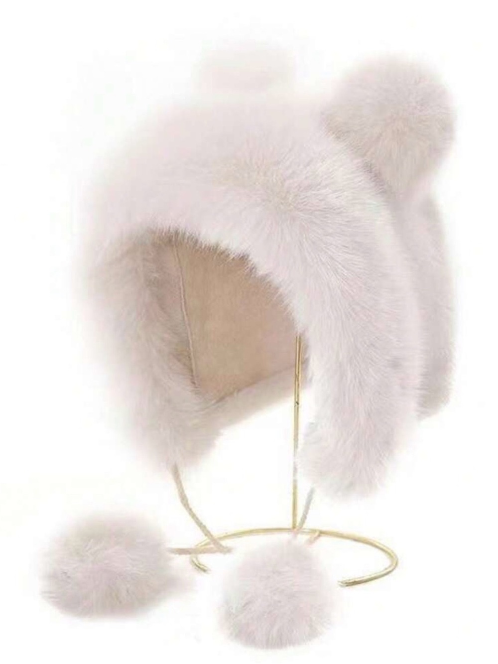 Cozy Light White Faux Fur Pom Hat